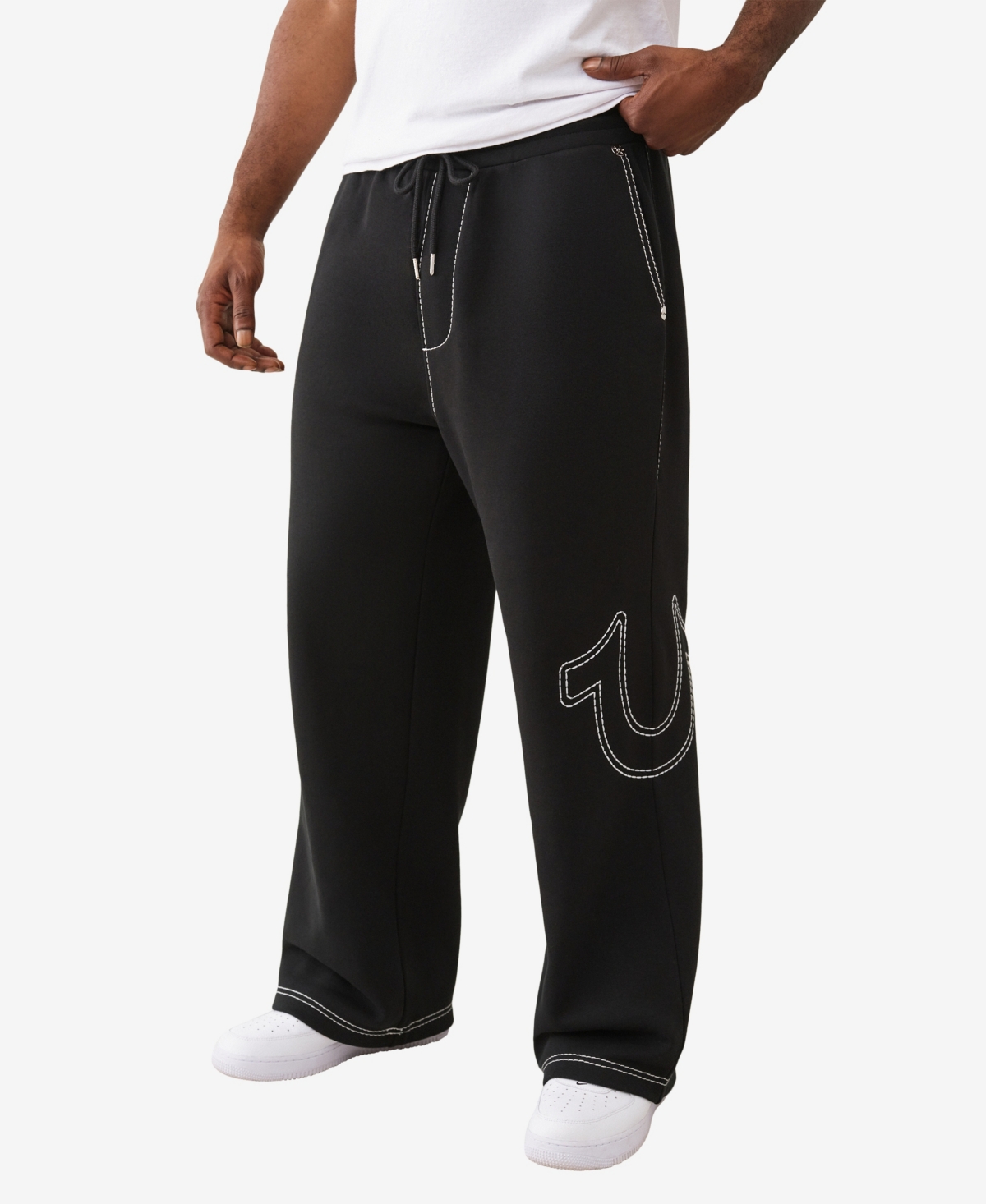 True Religion Baggy Big T Cotton Blend Sweatpants In Black
