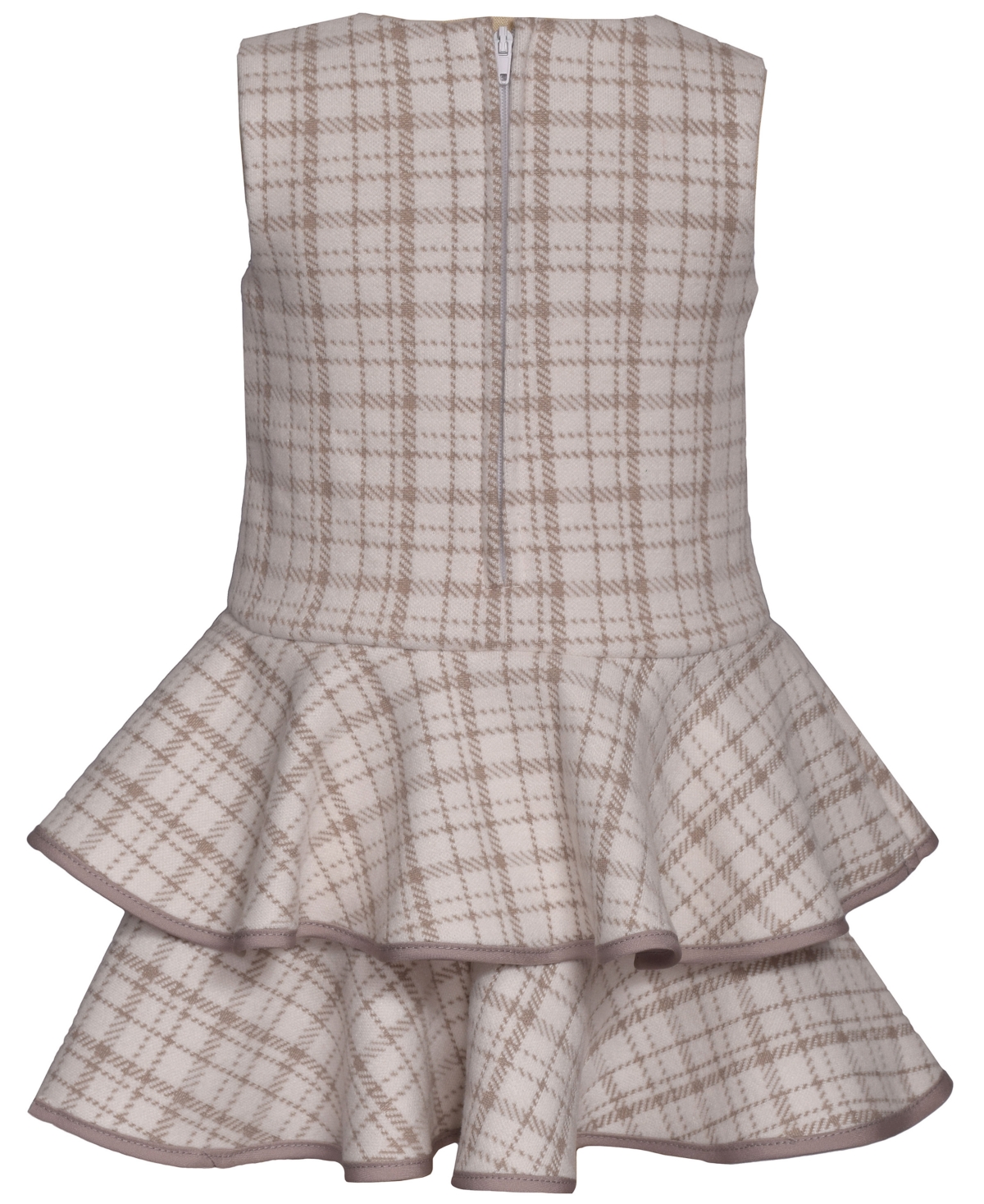 Bonnie Baby Baby Girls 2-piece Tiered Plaid Jacket And Dress Set In Brown