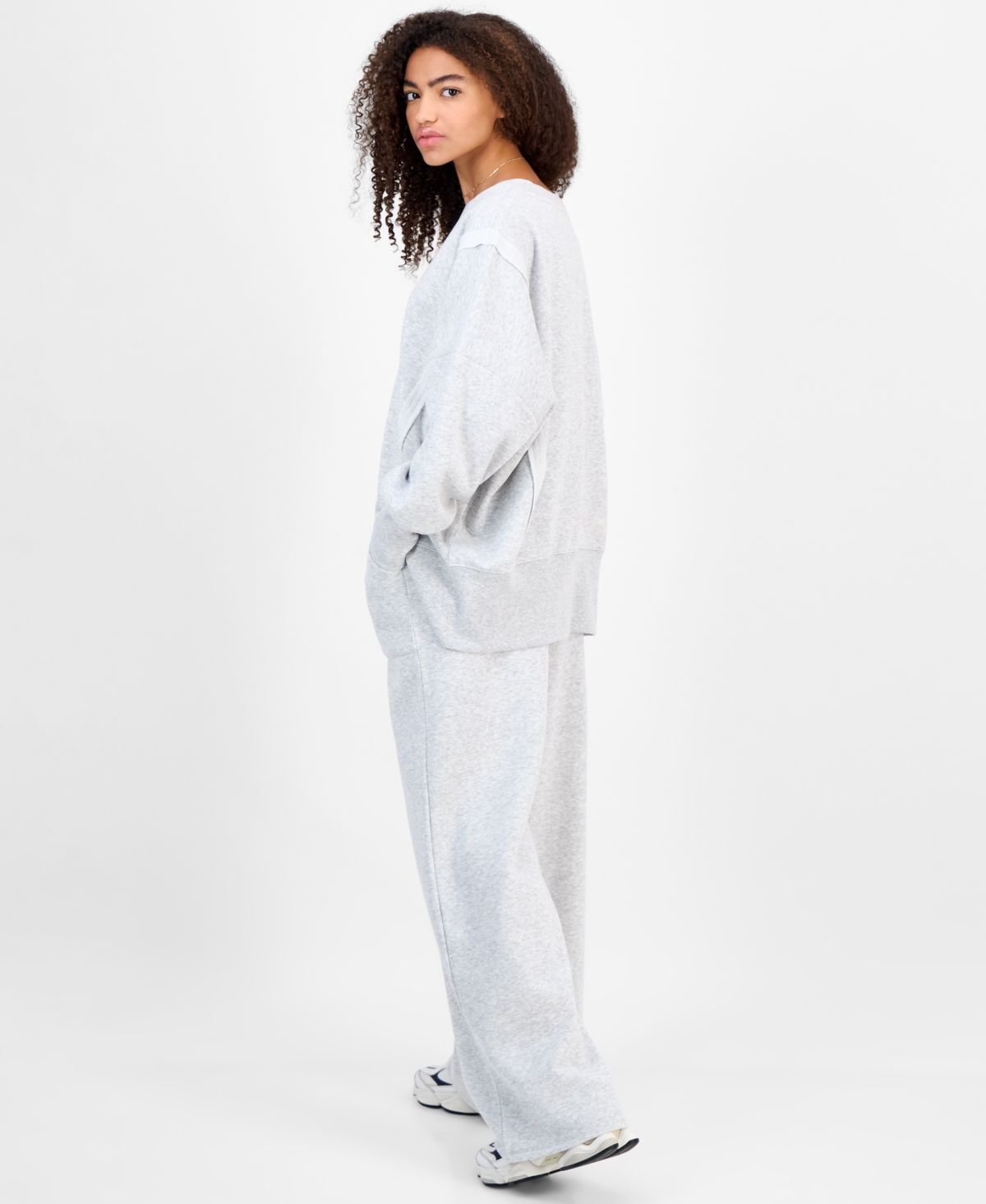 Planet Heart Juniors' Wide-leg Fleece Sweatpants In Gray