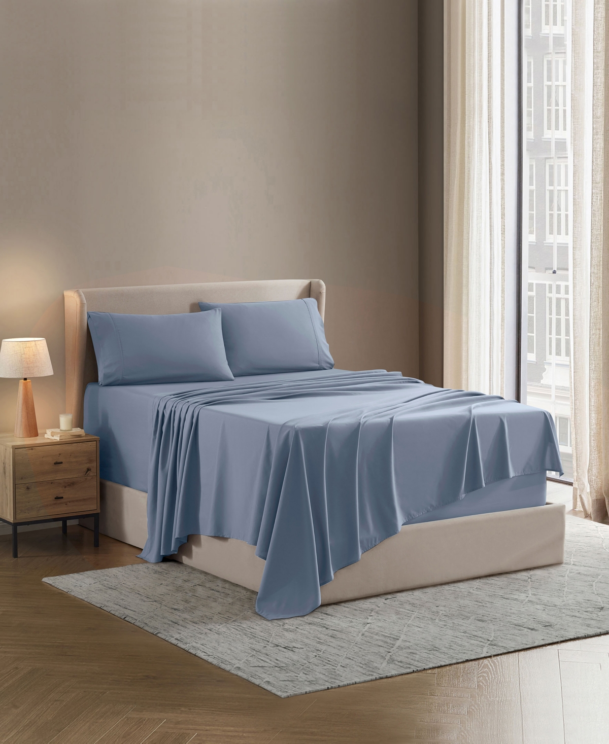 Nestl Premier Collection Deep Pocket 4 Piece Sheet Set, Queen In Blue