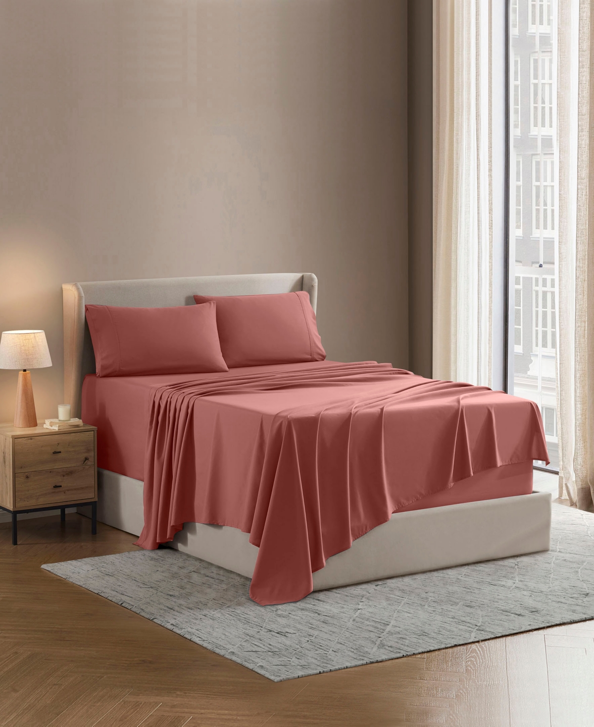 Nestl Premier Collection Deep Pocket 4 Piece Sheet Set, King In Pink