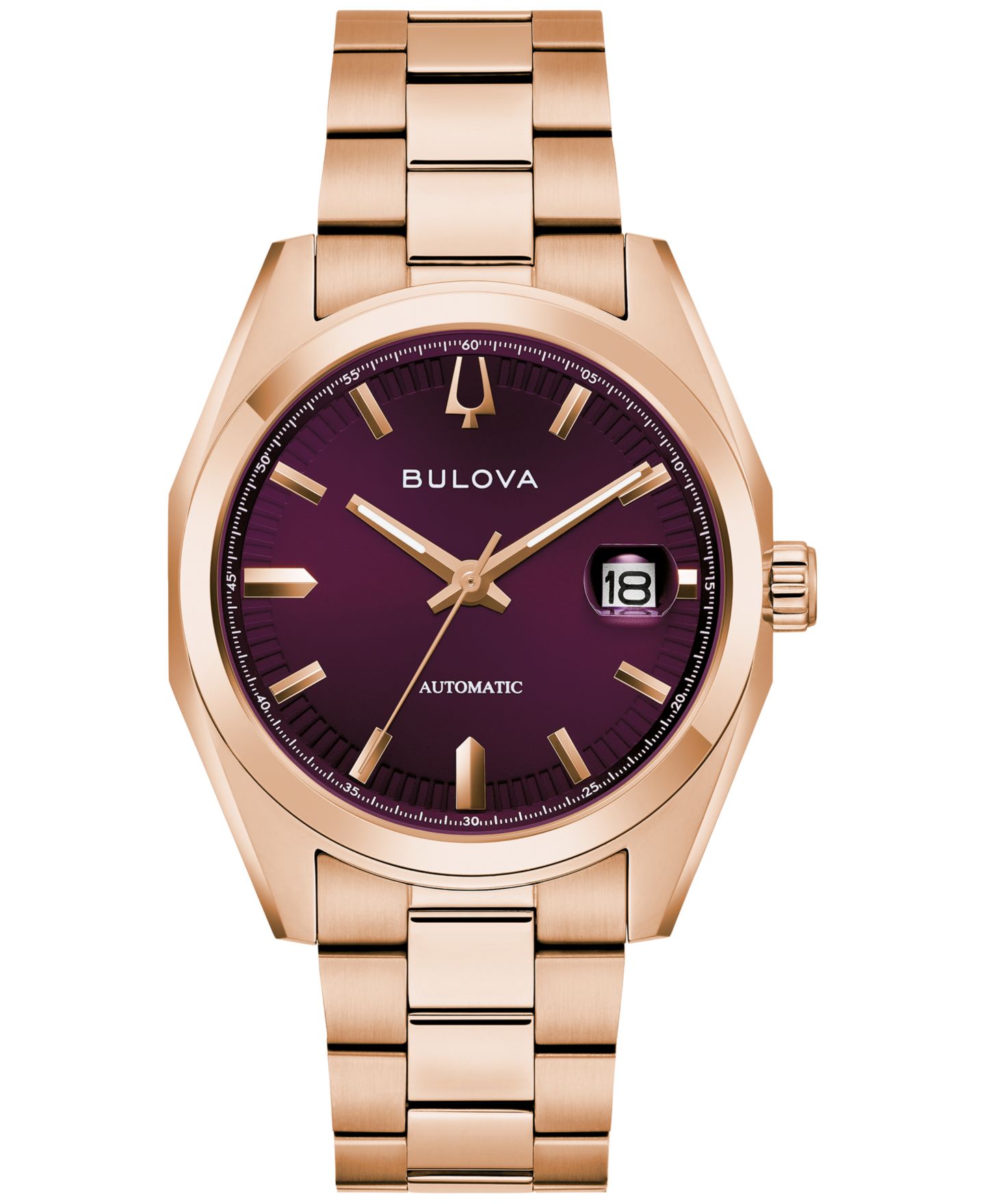 Мужские часы Bulova Classic Surveyor Automatic Rose Gold-Tone Stainless Steel Bracelet Watch 39mm — фото 1