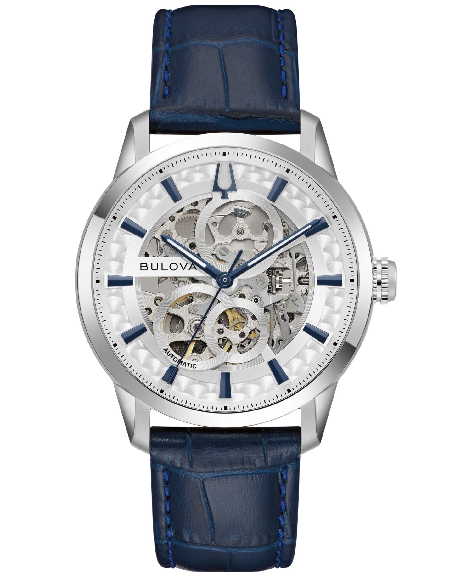 Men's Classic Sutton Automatic Blue Leather Strap Watch 40mm