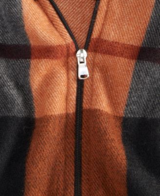 Ribbed Collar Plaid Zip Topper, Macy's Exclusive