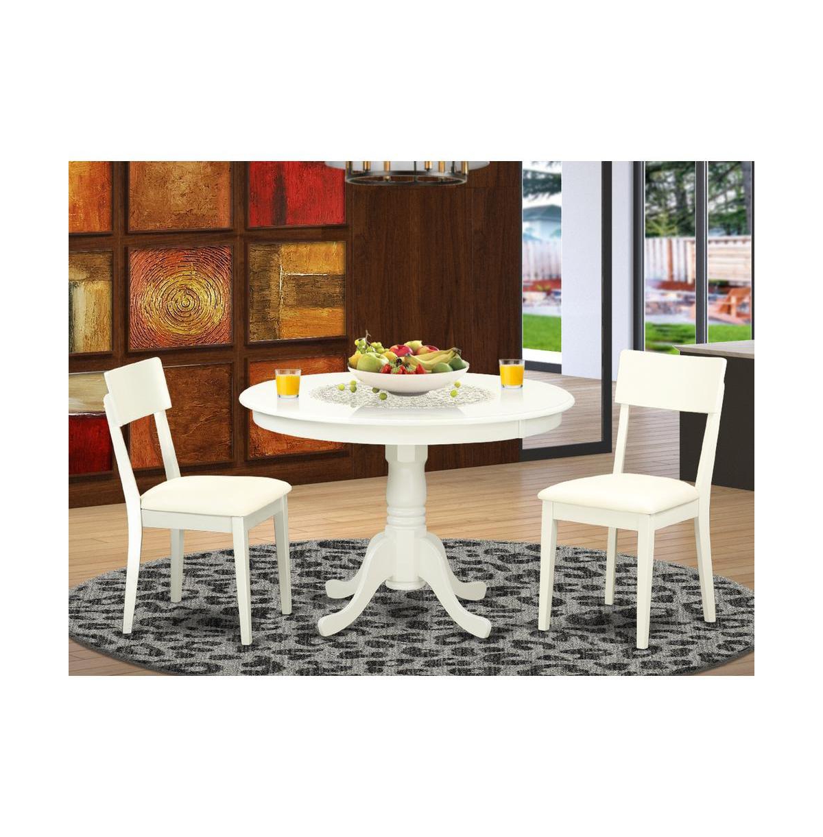 East West Furniture Dining Room Set Linen White