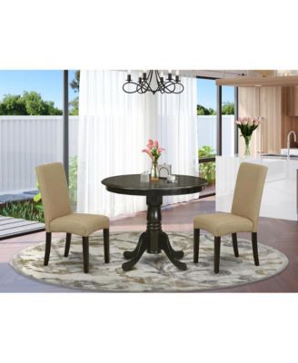 3-Piece Dinette Set with Round Table and 2 Upholstered Chairs