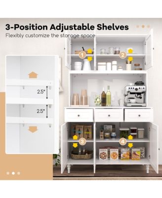 77''  MDF, Engineered Wood LED Lights and Power Outlets Tall Kitchen Pantry Storage Cabinet
