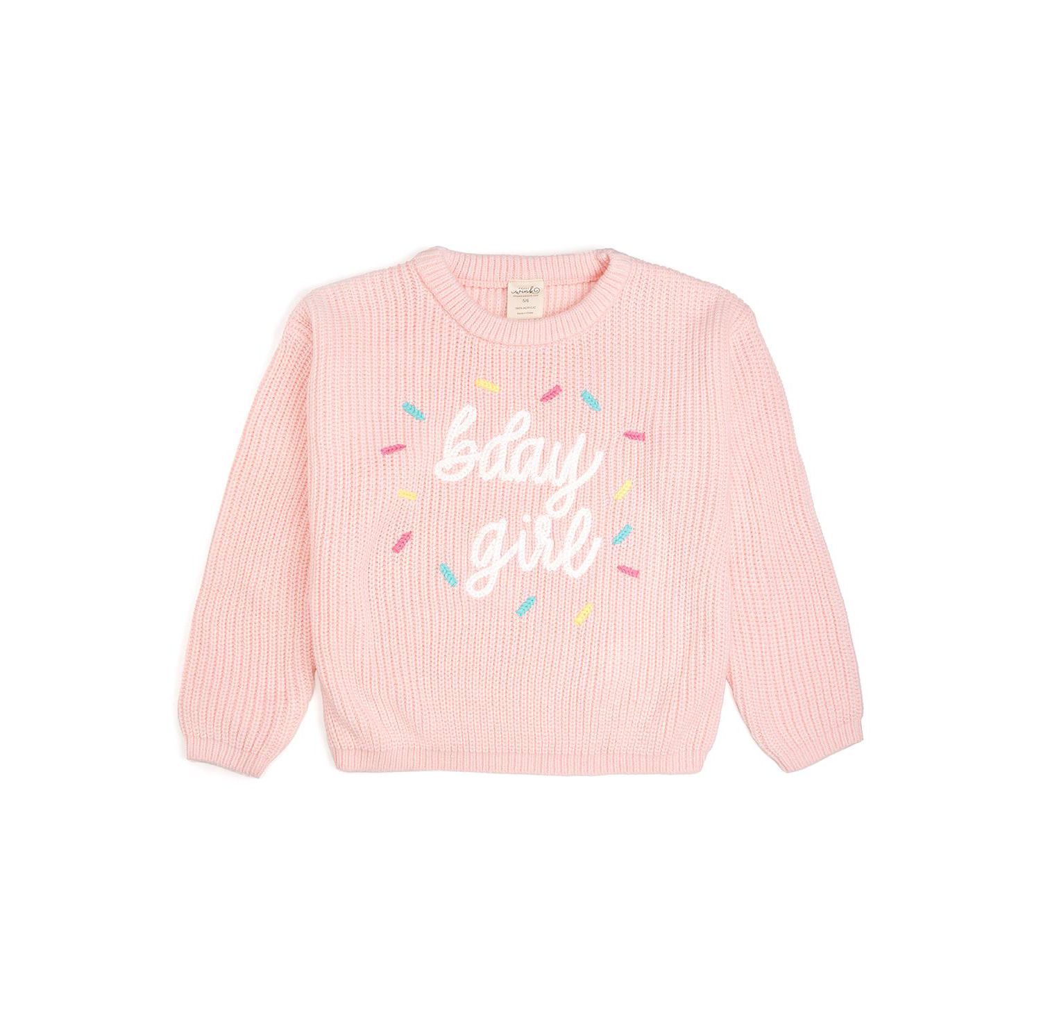 Little and Big Girls Birthday Girl Sprinkle Knit Sweater