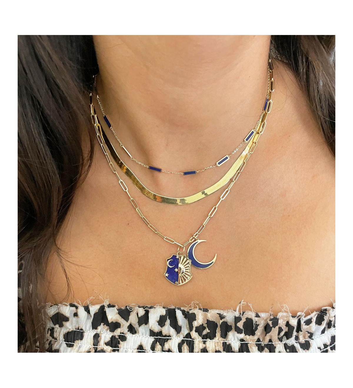 The Lovery Large Herringbone Necklace 14K Gold - 5 millimimeters