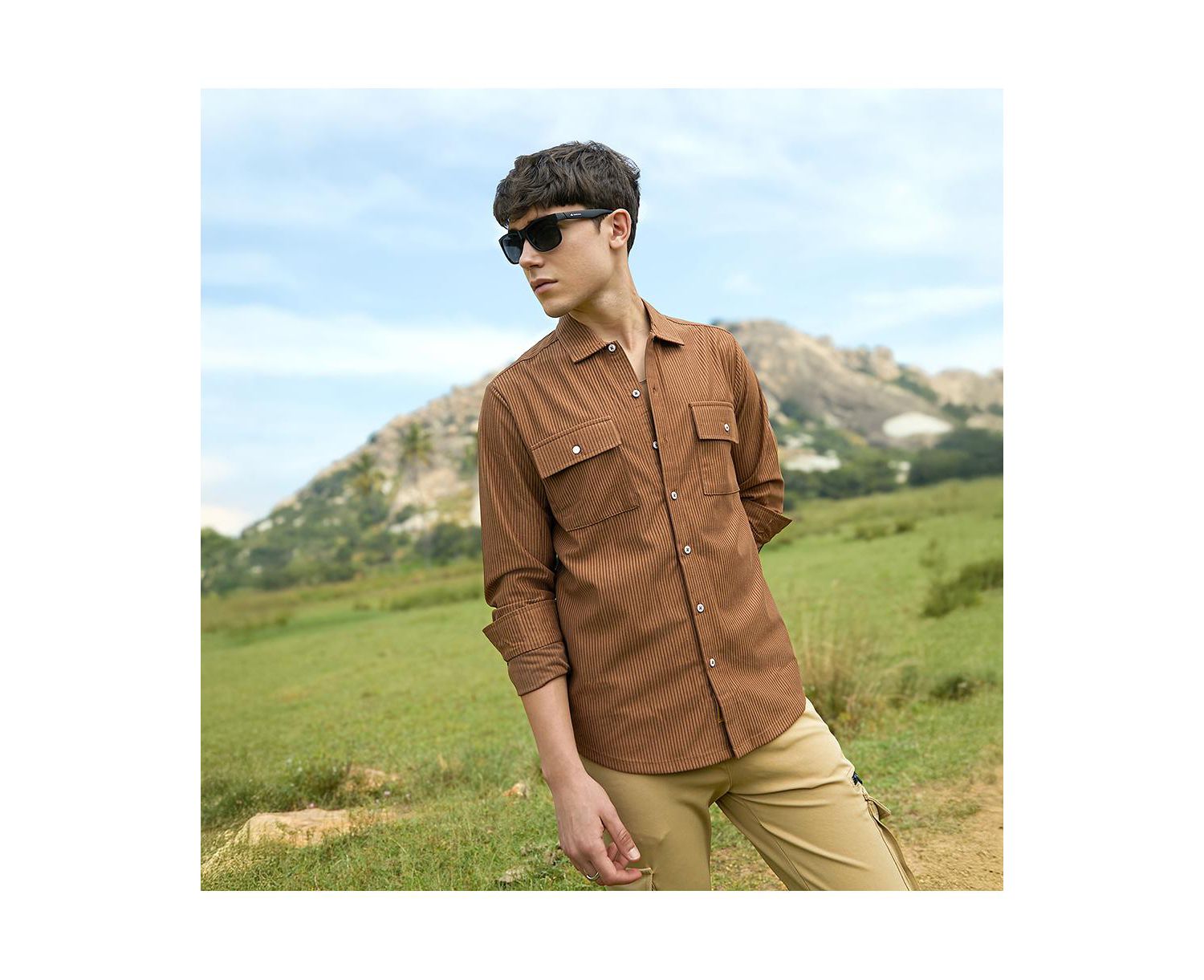 Men's Solid Ribbed Utility Shirt