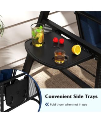 3-Seat Patio Swing Chair w/ Adjustable Canopy Thickened Cushions Pillow Outdooor