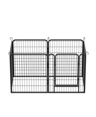 6 Black Panels 31.7 in H. Heavy Duty Metal Pet Exercise Pen with Door for Outdoor, Indoor