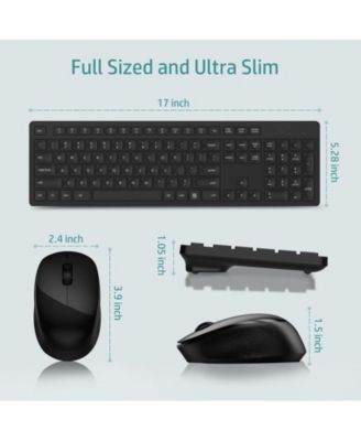 Wireless Keyboard and Mouse Combo, Full-Sized Ergonomic Computer Keyboard, 2.4GHz Cordless Keyboard Silent Mouse Set with 2-in-1 USB Receiver, 12 FN Shortcuts for Laptop,Black