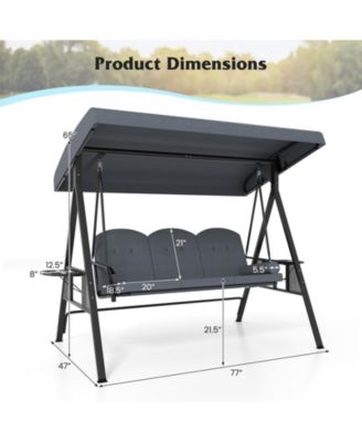 3-Seat Patio Swing Chair w/ Adjustable Canopy Thickened Cushions Pillow Outdooor