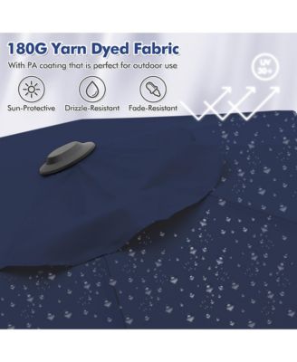 13 FT Patio Umbrella Double-Sided Market Umbrella w/ 36 Solar-Powered LED Lights