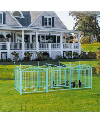 24 in H. 8 Blue Panels Heavy Duty Metal Dog Pen Pet with Door  for Large Medium Small Dogs Indoor Outdoor