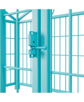 24 in H. 8 Blue Panels Heavy Duty Metal Dog Pen Pet with Door  for Large Medium Small Dogs Indoor Outdoor
