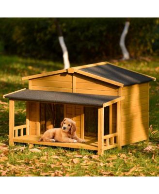 Large Outdoor Indoor Dog House with Porch Dual Doors