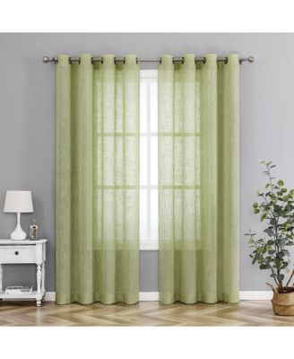 2 Pack Lux Thread Premium Woven Grommet Top Sheer Curtain Panels - Spice