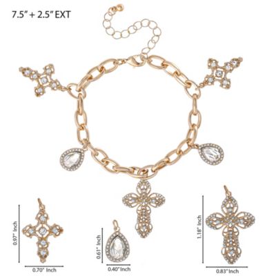 Crystal Cross Charm Bracelet