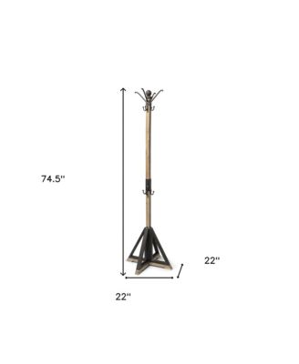 Metal and Wood Coat Rack with Multiple Hooks for Entryway, Hallway, or Bedroom