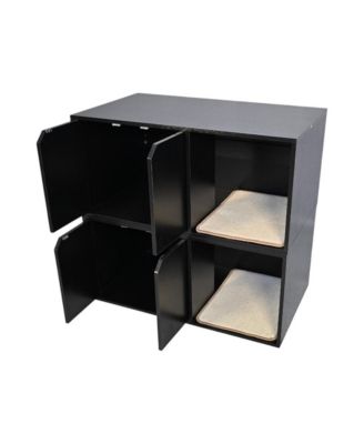 Black 36 in. Cat House Cat Litter Box Enclosure Hidden Furniture with Scratch Pad
