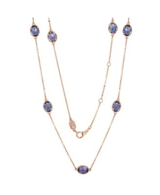 Suzy Levian 14K Gold 1 Cttw Oval Cut Tanzanite Station Necklace