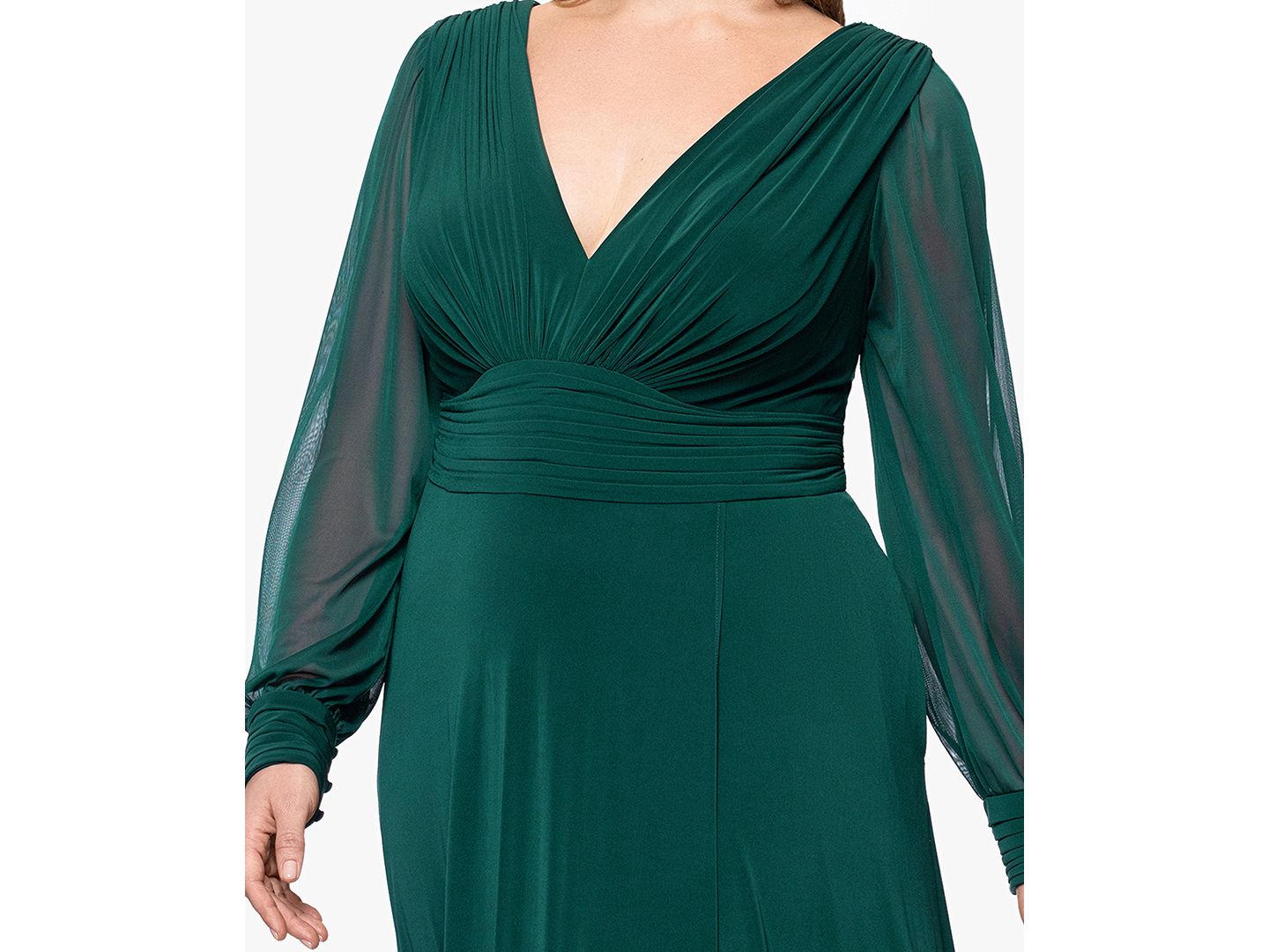 Женское платье Betsy & Adam Plus Size Long Sleeve Chiffon V-Neck A-Line, цвет: Тёмно-зелёный — фото 2
