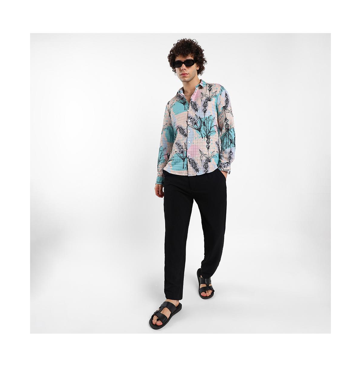 Campus Sutra Men's Sprig-Waffle Shirt