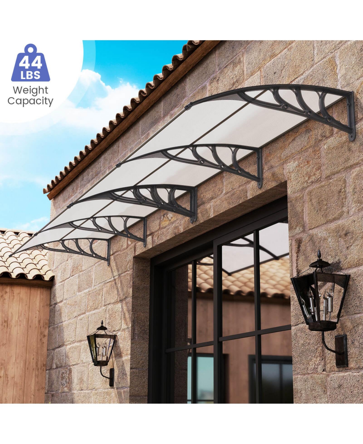 80" x 40" Patio Awning Canopy Window Door Overhang Rain Snow Protection