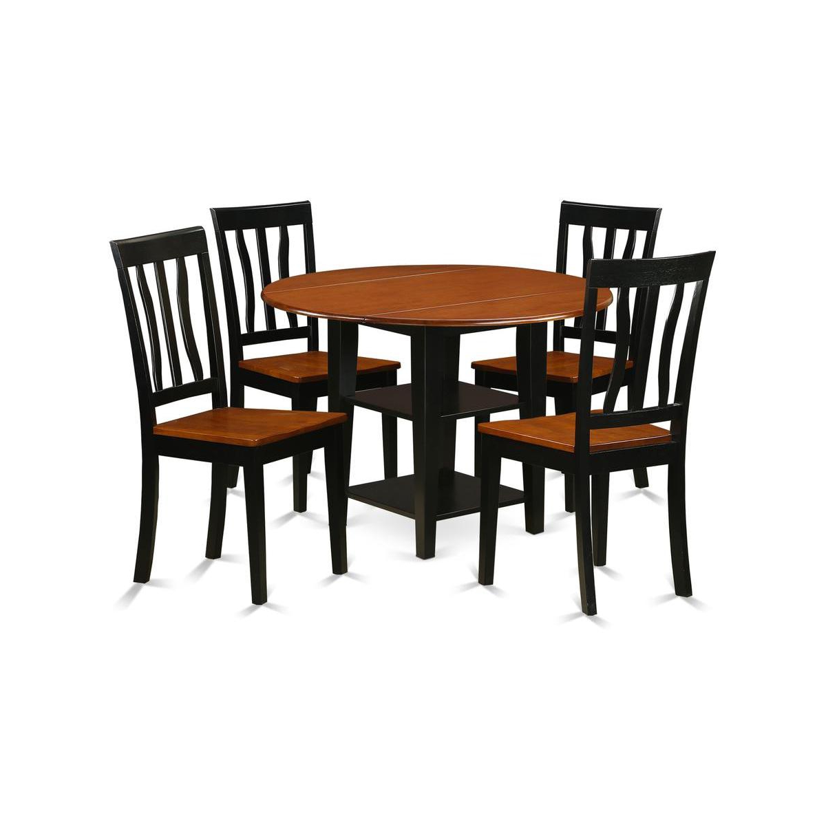 East West Furniture Dining Room Set Black & Cherry