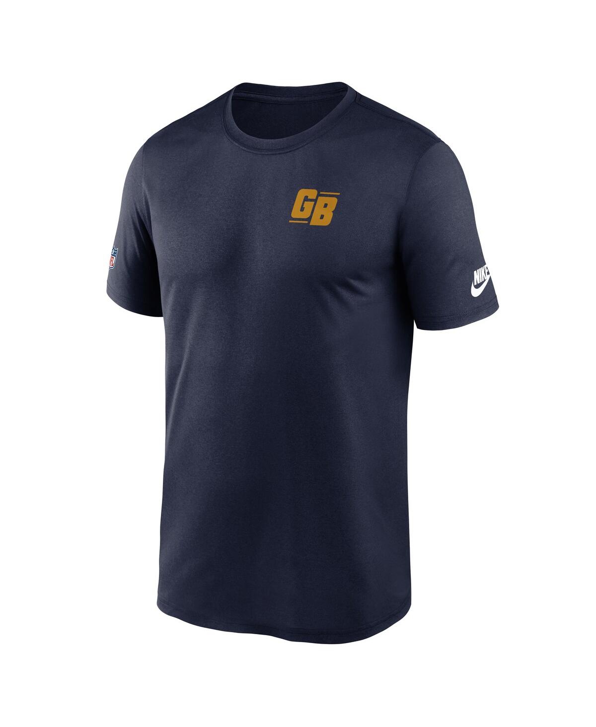 Nike Navy Green Bay Packers The 1923 Classic Sideline Logo Dri-fit Legend T-shirt In Blue