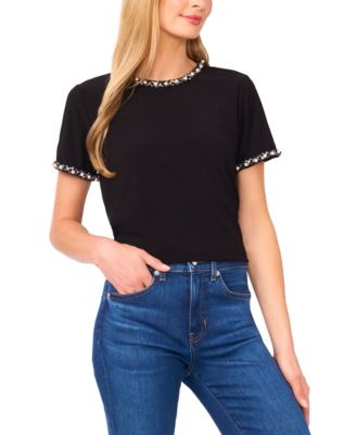 Women's Embellished Short Sleeve Top