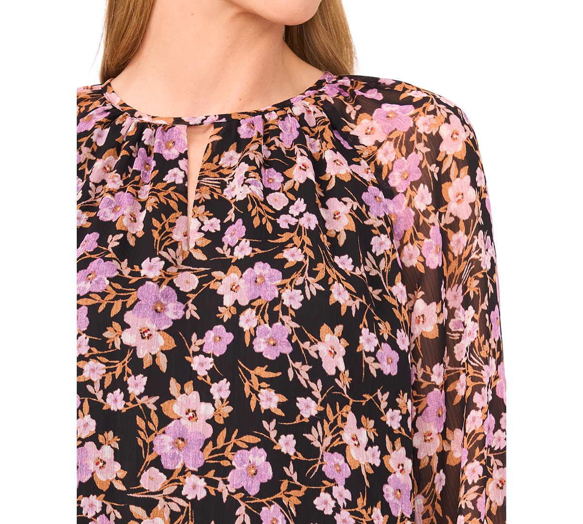 Cece Women's Tiered Flowy Keyhole Top In Pink