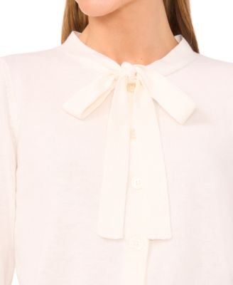 Women's Tie Neck Cardigan Sweater