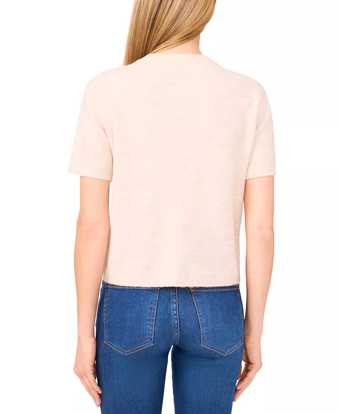 Women's Short Sleeve Bow Button Cardigan Sweater - thumbnail 6