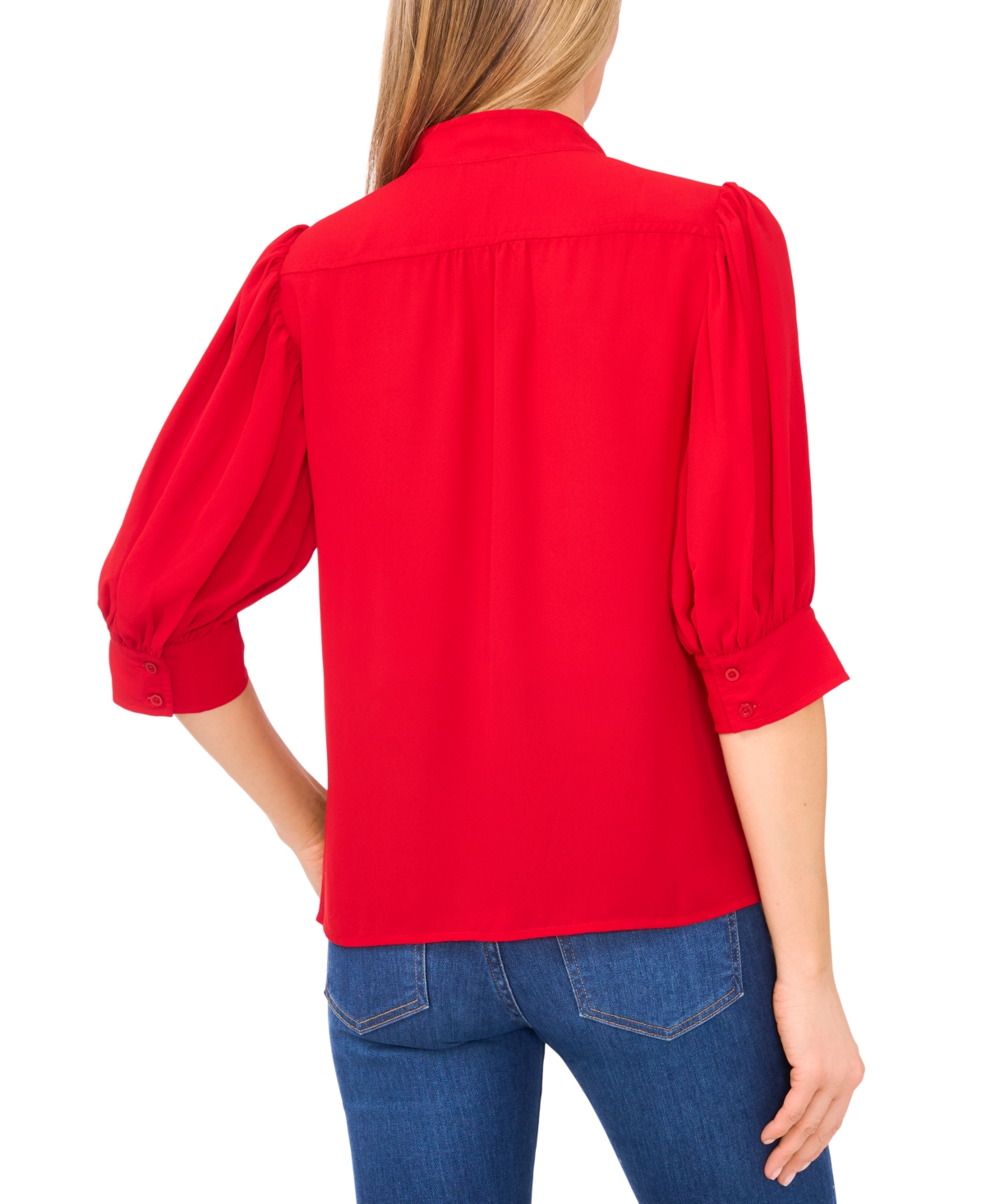 Cece Collared Button Down Blouse In Red