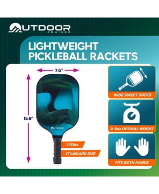 Outdoor Cruiser Pickleball Paddle Set – USAPA Approved, Premium Fiberglass Paddles with Lightweight Shock-Absorbing Grip, Includes 2 Rackets, 4 Balls, Grip Tapes, and Sling Carry Bag