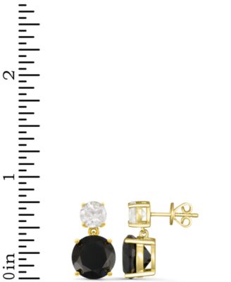  Rose de France 5-5/8 ct. t w. and Amethyst 1-1/3 ct. t.w.Drop Earrings in 14K Gold-Plated Sterling Silver