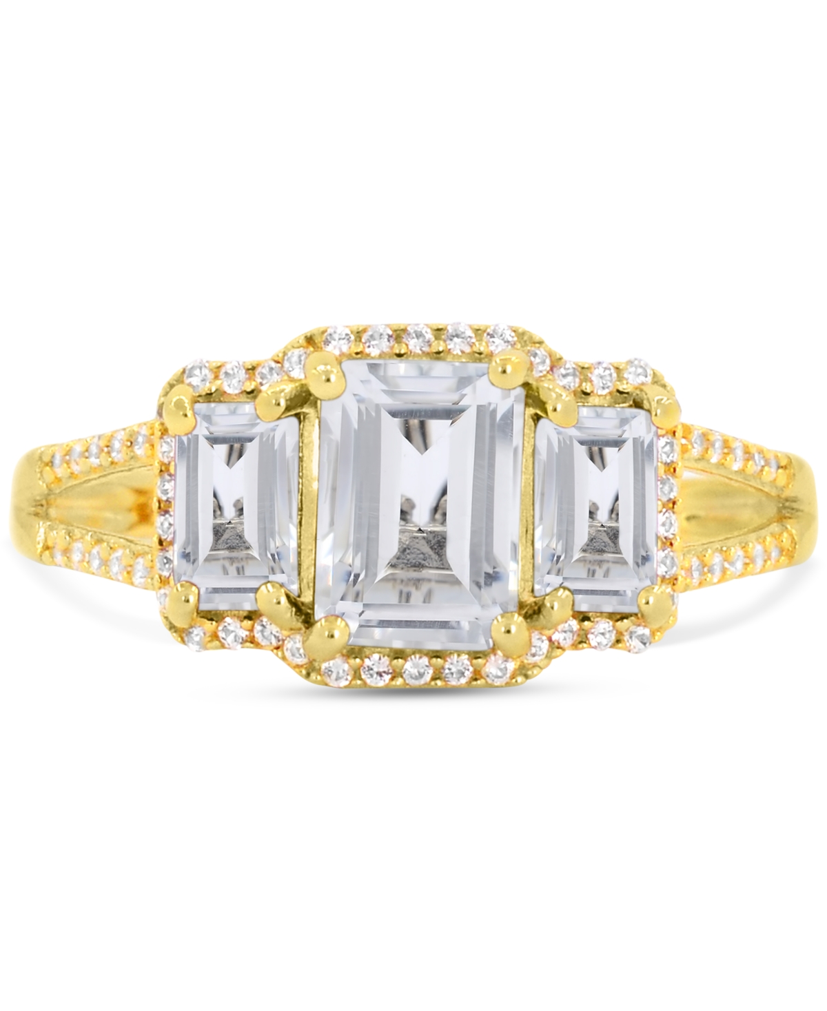 Macy's Lab Grown Sapphire (1-1/3 Ct. T.w) And Lab Grown White Sapphire (1/8 Ct. T.w) Ring In Sterling Silve In White