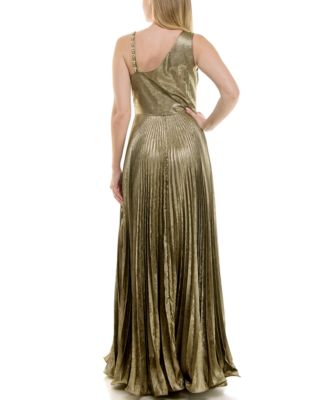 Women's Cowl Neck Sunburst Pleating Dress