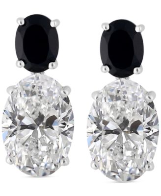 White Quartz 9-1/2 ct. t.w. and Black Onyx 8 x 6 mm Oval Drop Earrings in Sterling Silver