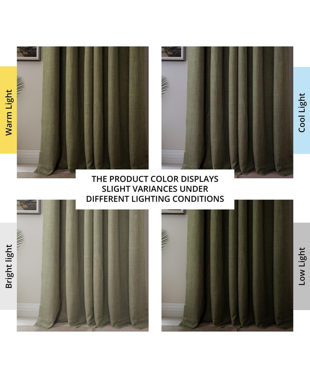 Half Price Drapes Extra Wide Textured Faux Linen Room Darkening Curtain In Green