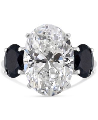 White Quartz 4-3/4 ct. t.w. and Black Onyx 2-7 x 5mm Oval Statement Ring in Sterling Silver