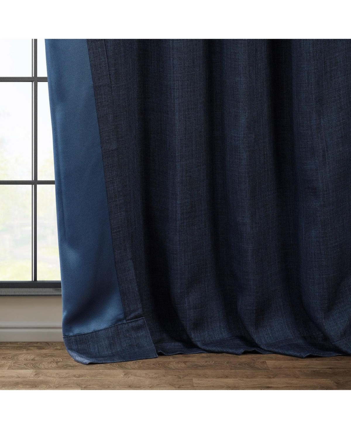Half Price Drapes Textured Faux Linen Room Darkening Curtain In Blue