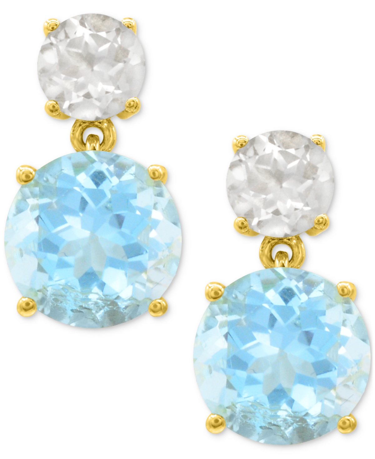 Macy's Rose De France 5-5/8 Ct. T W. And Amethyst 1-1/3 Ct. T.w.drop Earrings In 14k Gold-plated Sterling S In Blue