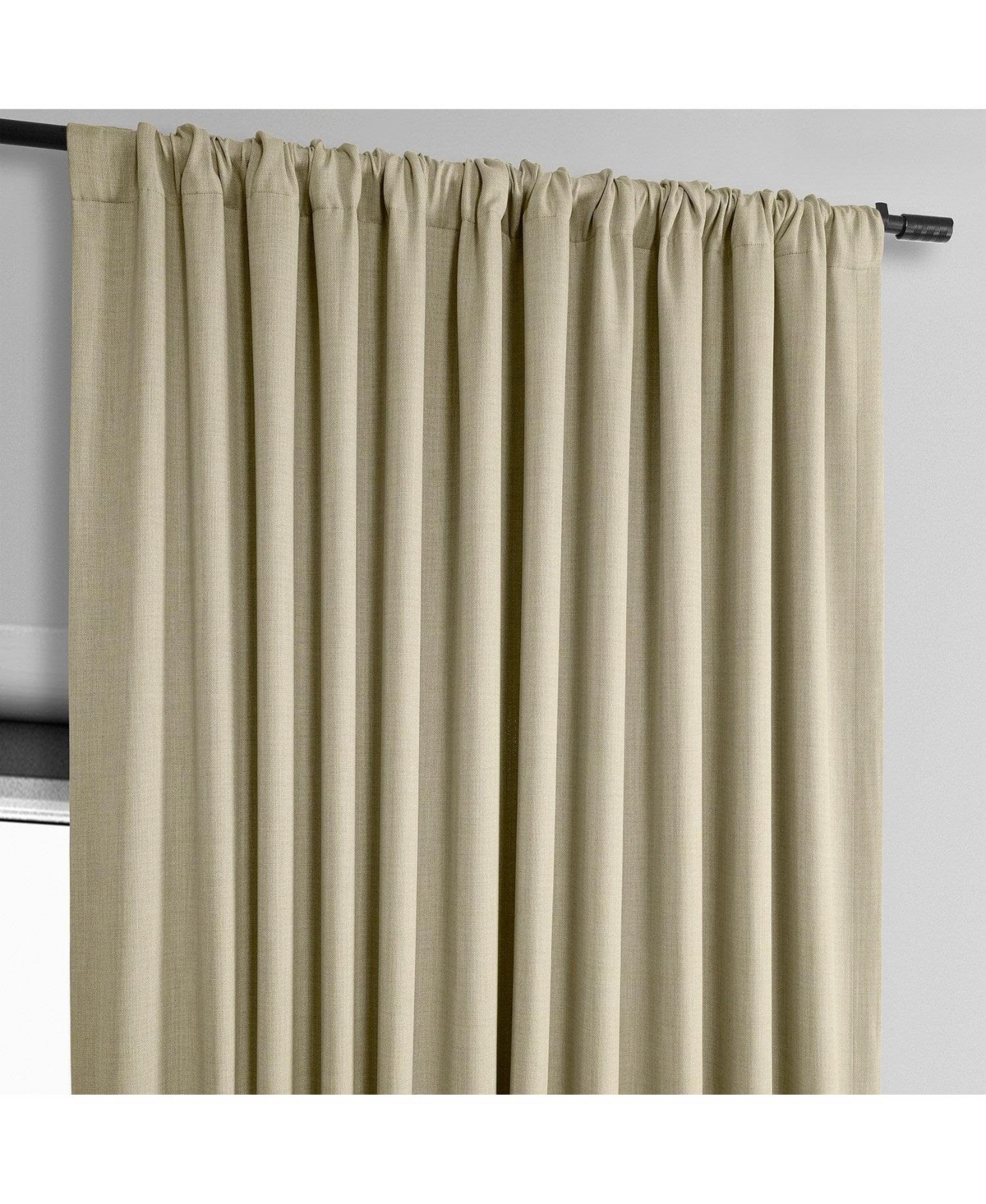 Half Price Drapes Extra Wide Textured Faux Linen Room Darkening Curtain In Neutral