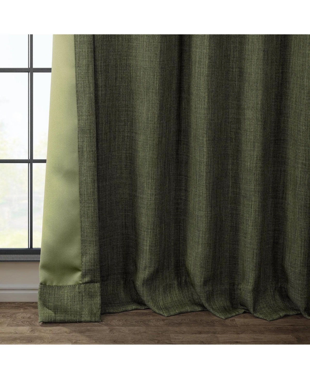 Half Price Drapes Textured Faux Linen Room Darkening Curtain In Green