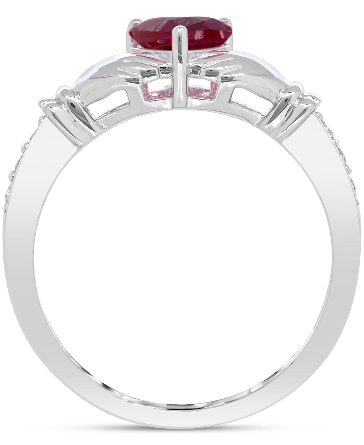Macy's Lab-created Emerald 3/4 Ct. T.w. And Lab-created White Sapphire 1/3 Ct. T.w. "i Love You" Inscriptio In Red