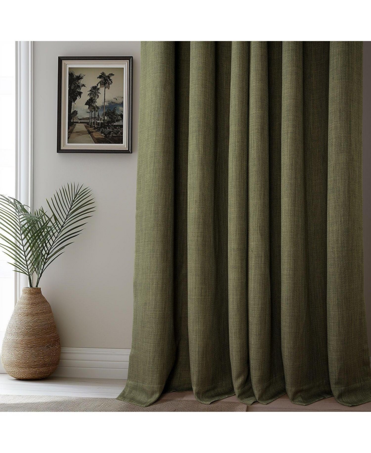 Half Price Drapes Grommet Textured Faux Linen Room Darkening Curtain